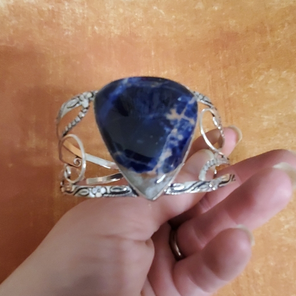New Sodalite 925 Silver Cuff Bracelet. - Picture 8 of 8